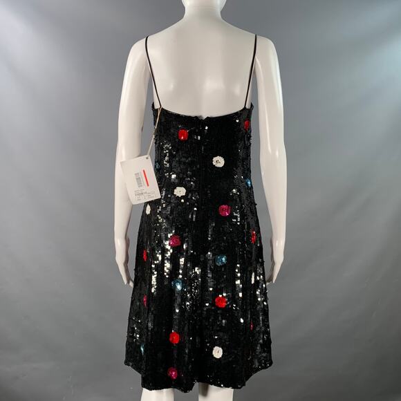 EMPORIO ARMANI Size 4 Black Multi Color Polyester Sequined Polka Dot Dress - Picture 4 of 8